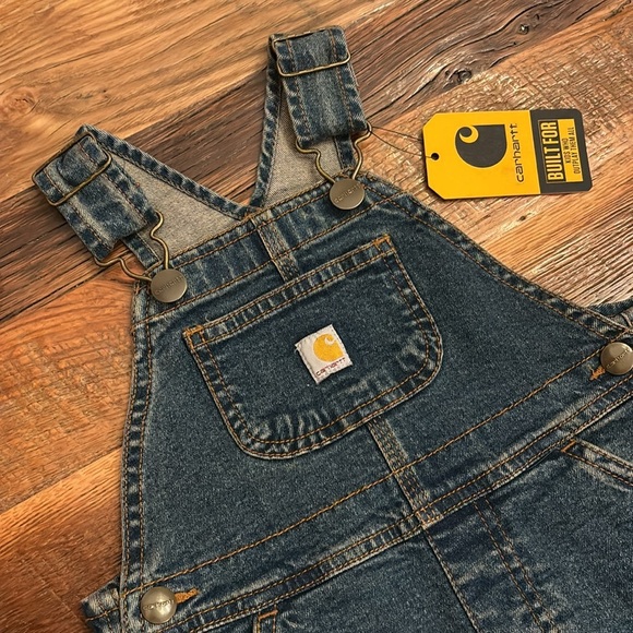 Carhartt Denim Bib Overalls Shorts Baby 18 Month Infant New with tags - Picture 2 of 13